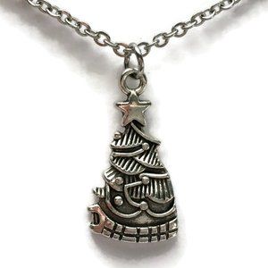 🎄 Christmas Holiday Tree Charm Necklace Tibetan Silver Stainless Steel 4for$20
